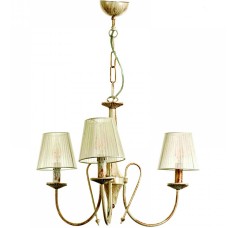 Φωτιστικό Κρεμαστό 3xE14 Μεταλλικό σε Μπεζ Πατίνα Υφασμάτινα Καπέλα 5308-3